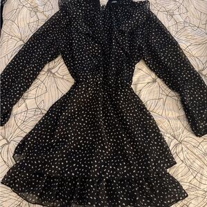 Zara Black and White Long Sleeve Dress